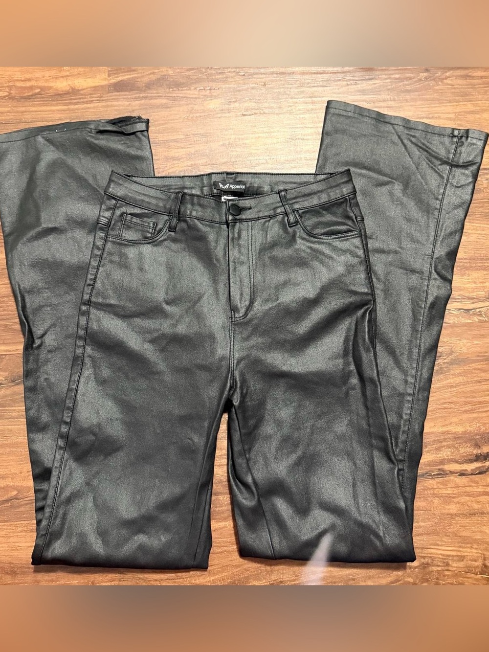Women's Black wax flare pants